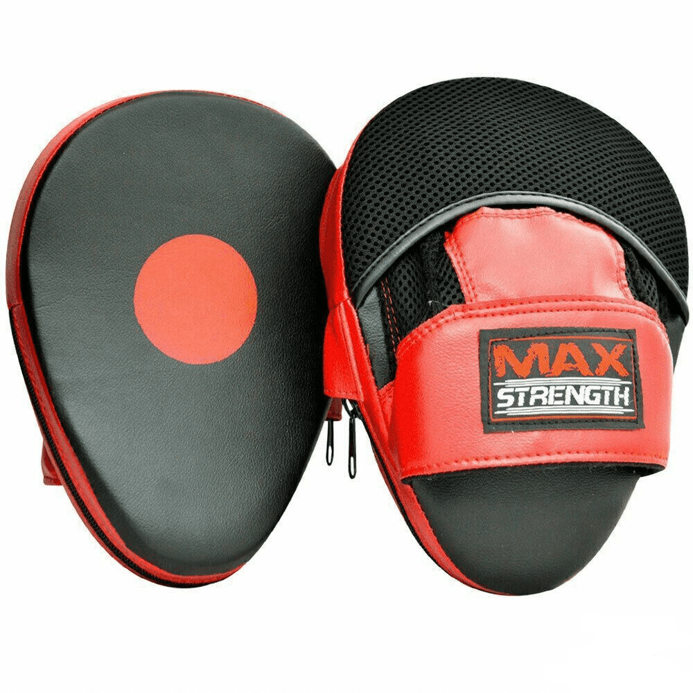 Achieve Mastery in Boxing with Black Red Curved Focus Pads and