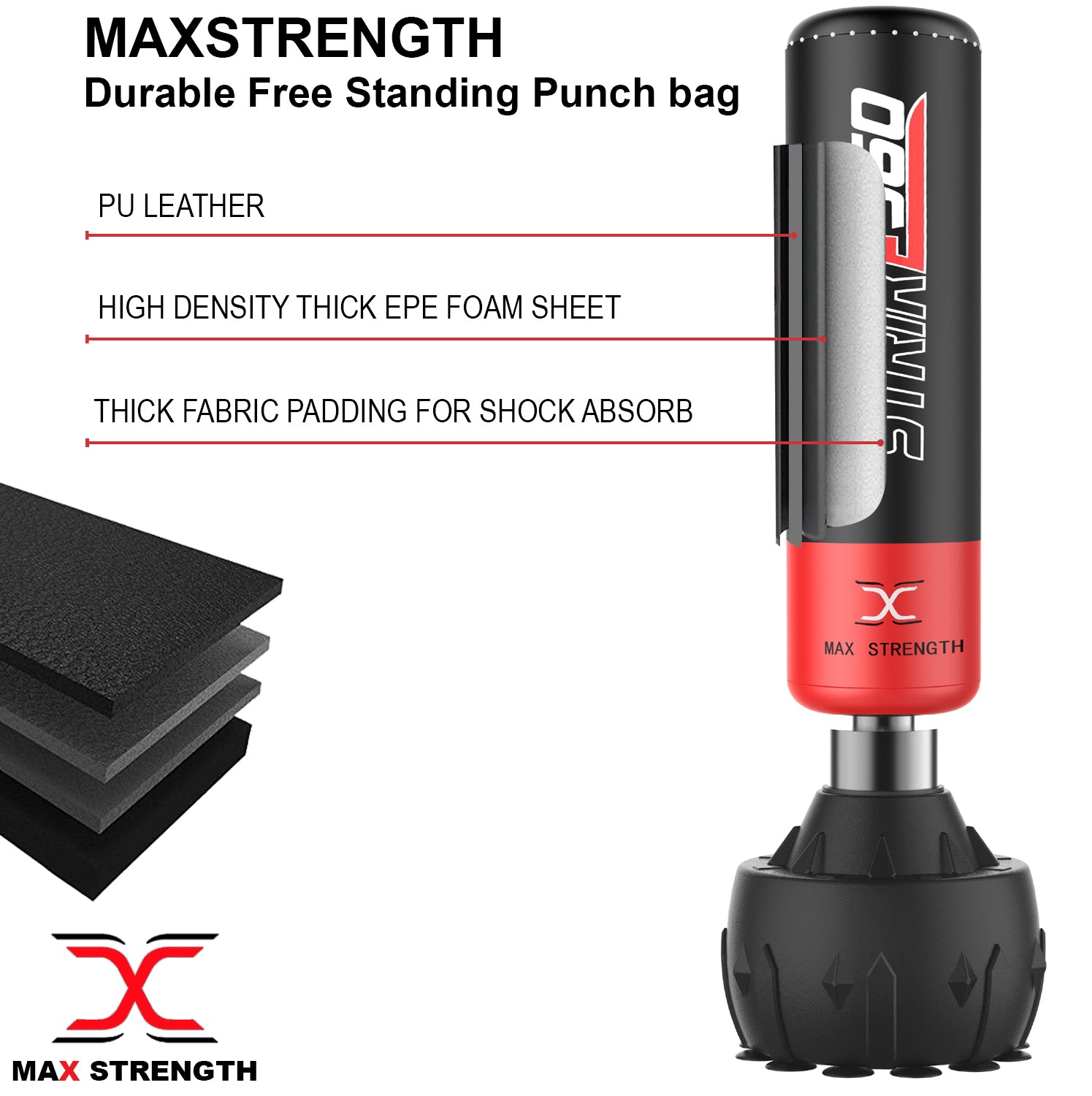 MaxStrength 6FT Free Standing Punch Bag Bob Dummy Heavy Grappling Body